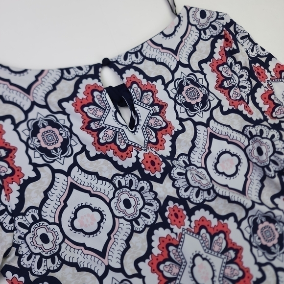 Liz Claiborne Blue White Coral Geodesic Print Dress Sz S - Picture 8 of 14